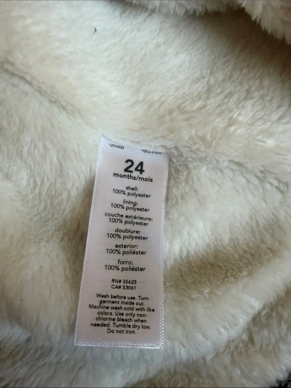 Carter's Charcoal Gray Hooded Poncho with Cream Lining